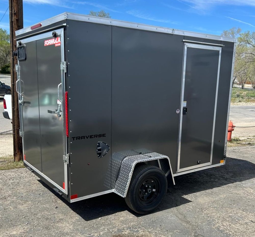 6x10 Traverse Flat Top V-Nose Enclosed Cargo Trailer 3K GVWR - Charcoal | Carson City, NV