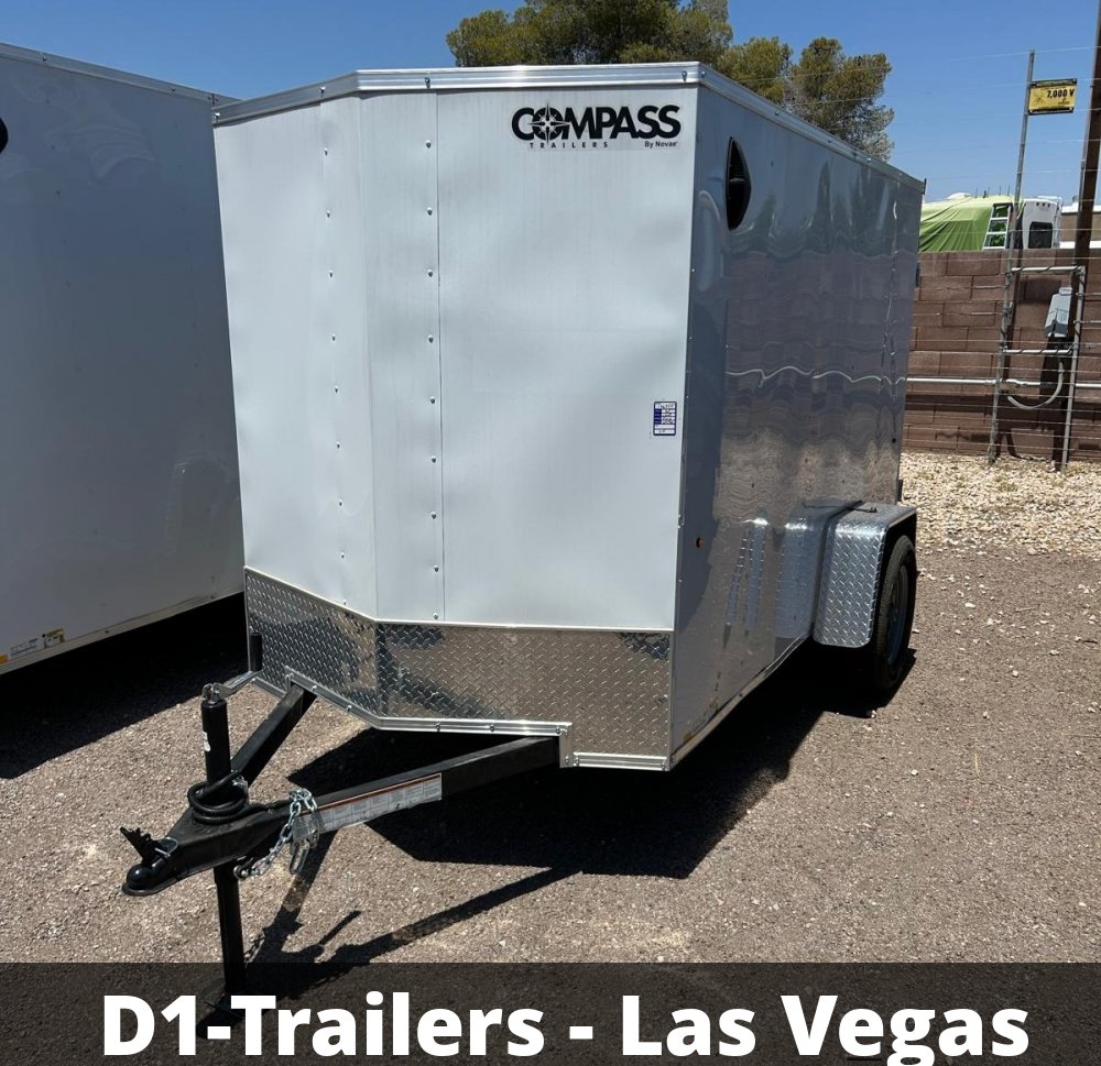 5x10 Indigo DLX Flat Top V-Nose Enclosed Cargo Trailer - Silver