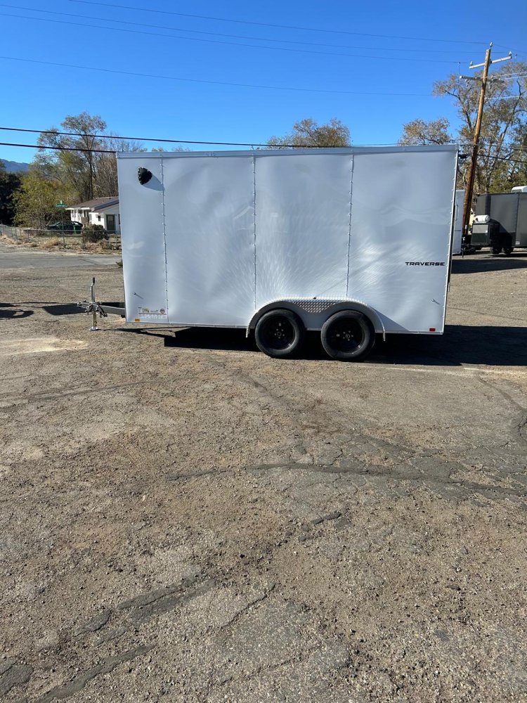 7x14 Formula Traverse Flat Top V-Nose Enclosed Trailer - White | D1 Trailers Carson City, NV