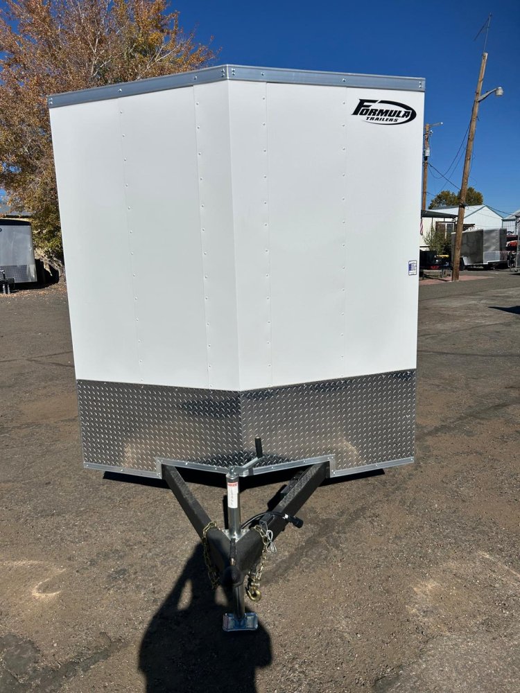 7x14 Formula Traverse Flat Top V-Nose Enclosed Trailer - White | D1 Trailers Carson City, NV
