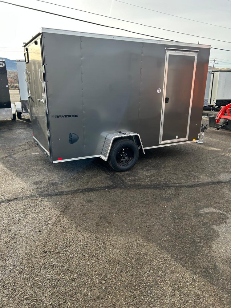 6x12 Traverse Flat Top V-Nose Enclosed Cargo Trailer - Charcoal - 3K GVWR | D1 Trailers Carson City,