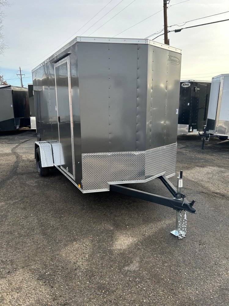 6x12 Traverse Flat Top V-Nose Enclosed Cargo Trailer - Charcoal - 3K GVWR | D1 Trailers Carson City,