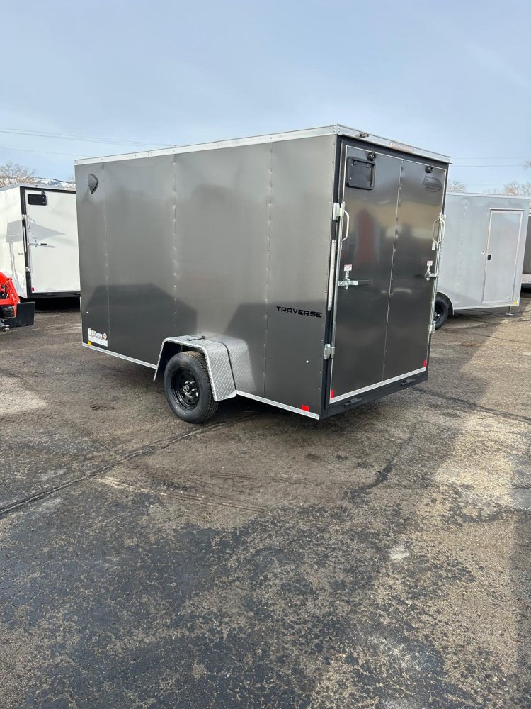 6x12 Traverse Flat Top V-Nose Enclosed Cargo Trailer - Charcoal - 3K GVWR | D1 Trailers Carson City,