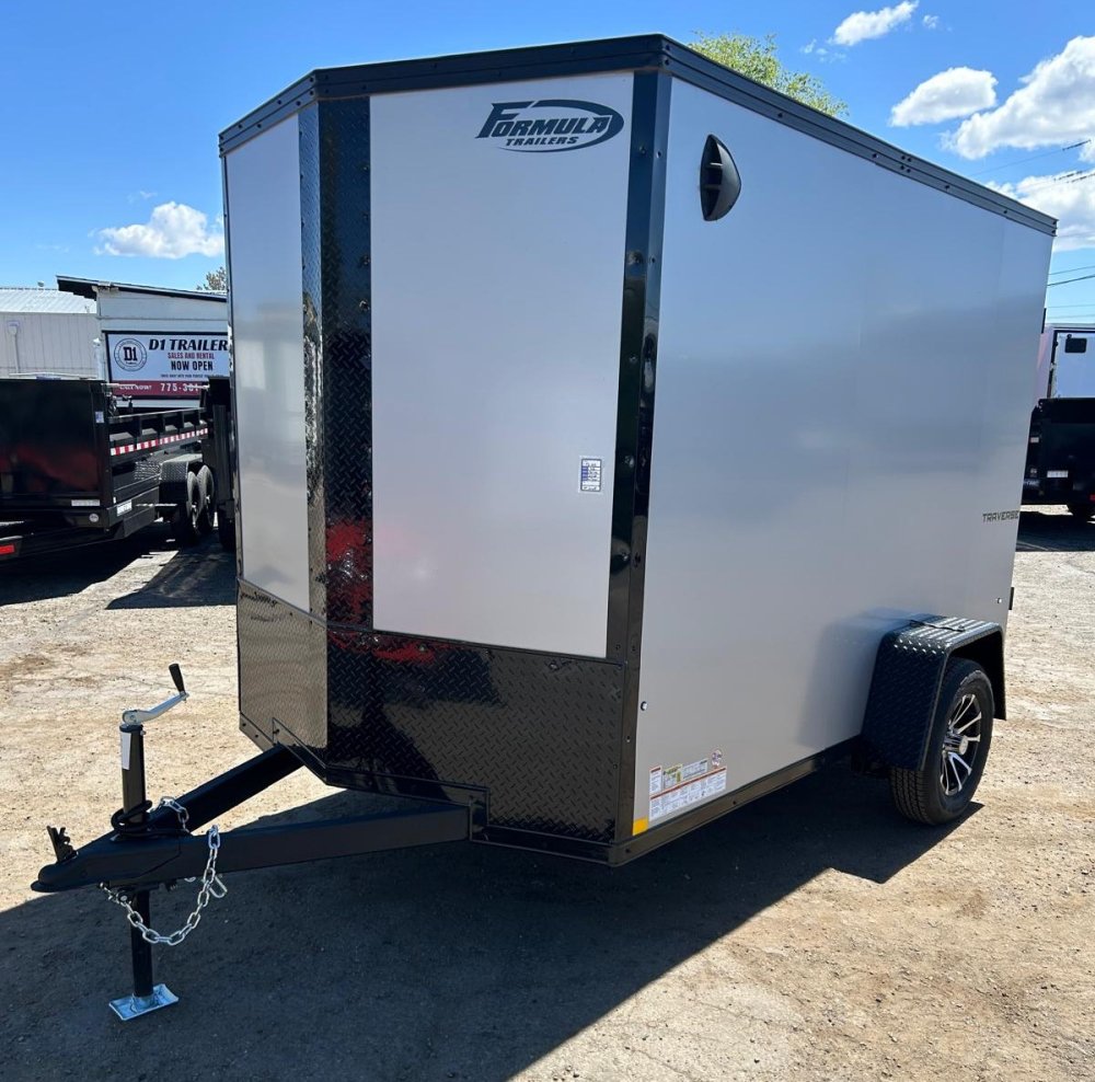 6x10 Traverse Flat Top V-Nose Enclosed Trailer - 3K GVWR - Silver/Black | Carson City, NV