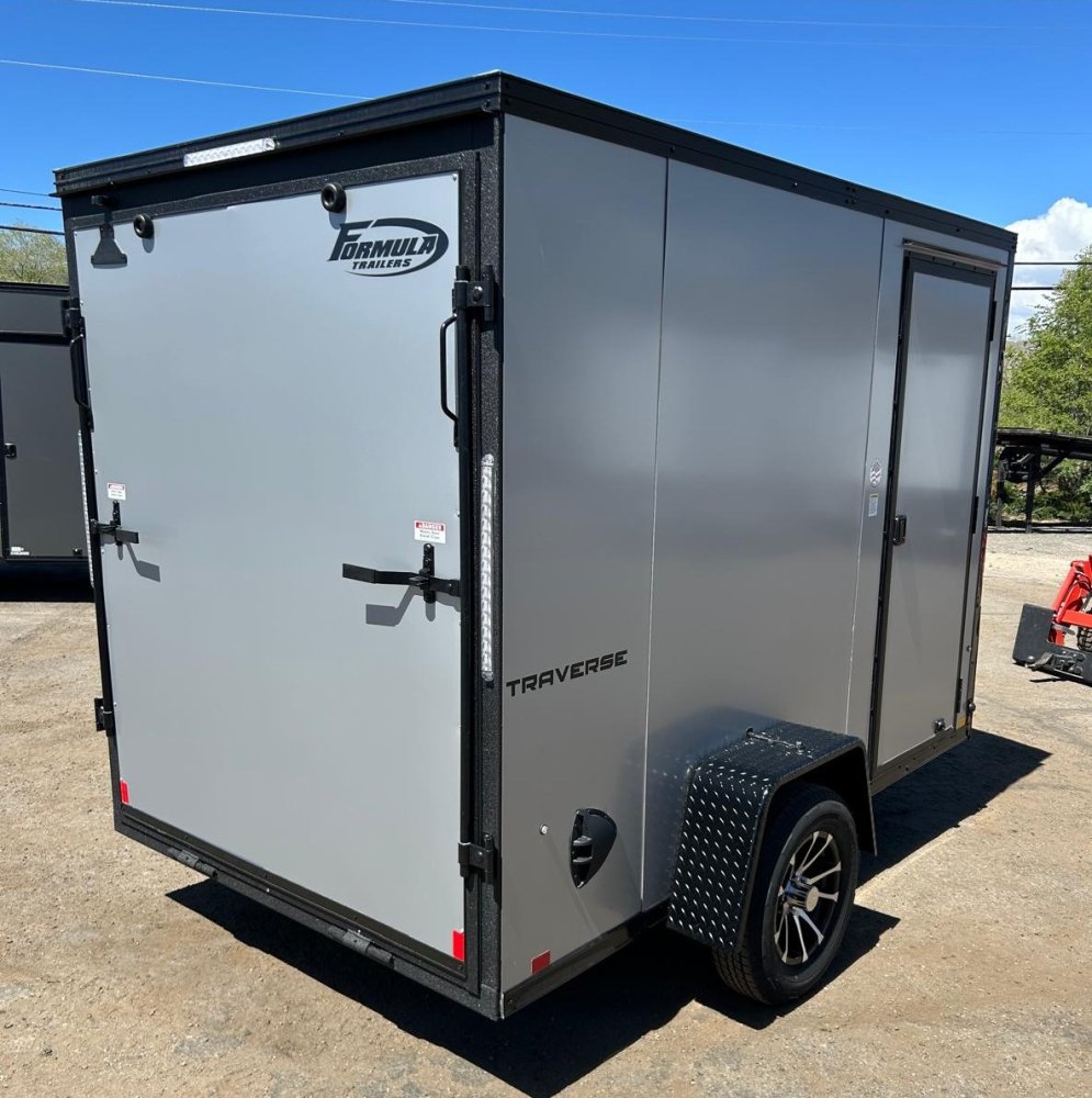 6x10 Traverse Flat Top V-Nose Enclosed Trailer - 3K GVWR - Silver/Black | Carson City, NV