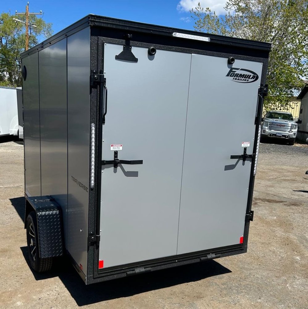 6x10 Traverse Flat Top V-Nose Enclosed Trailer - 3K GVWR - Silver/Black | Carson City, NV