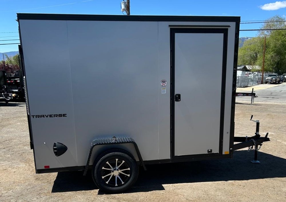6x10 Traverse Flat Top V-Nose Enclosed Trailer - 3K GVWR - Silver/Black | Carson City, NV