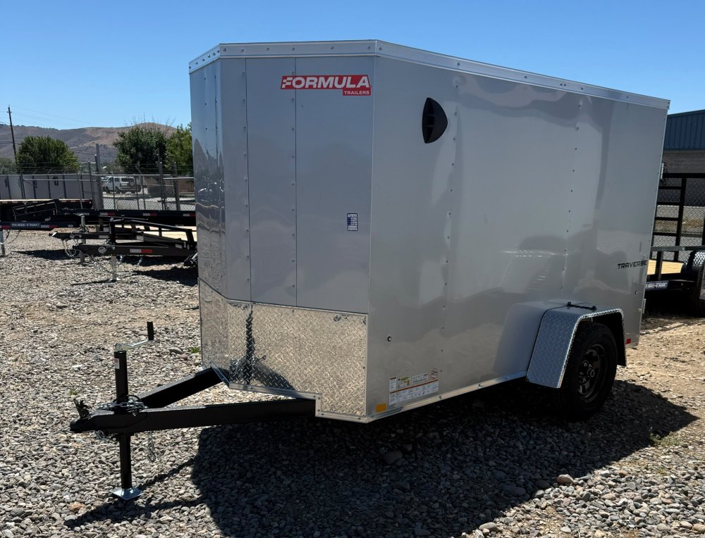 5x10 Traverse Flat Top V-Nose Enclosed Cargo Trailer 3K GVWR - Silver | Carson City, NV