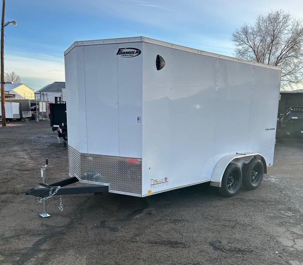 7x16 Formula Traverse Flat Top V-Nose Enclosed Trailer - White - 7K GVWR | D1 Trailers Carson City, 
