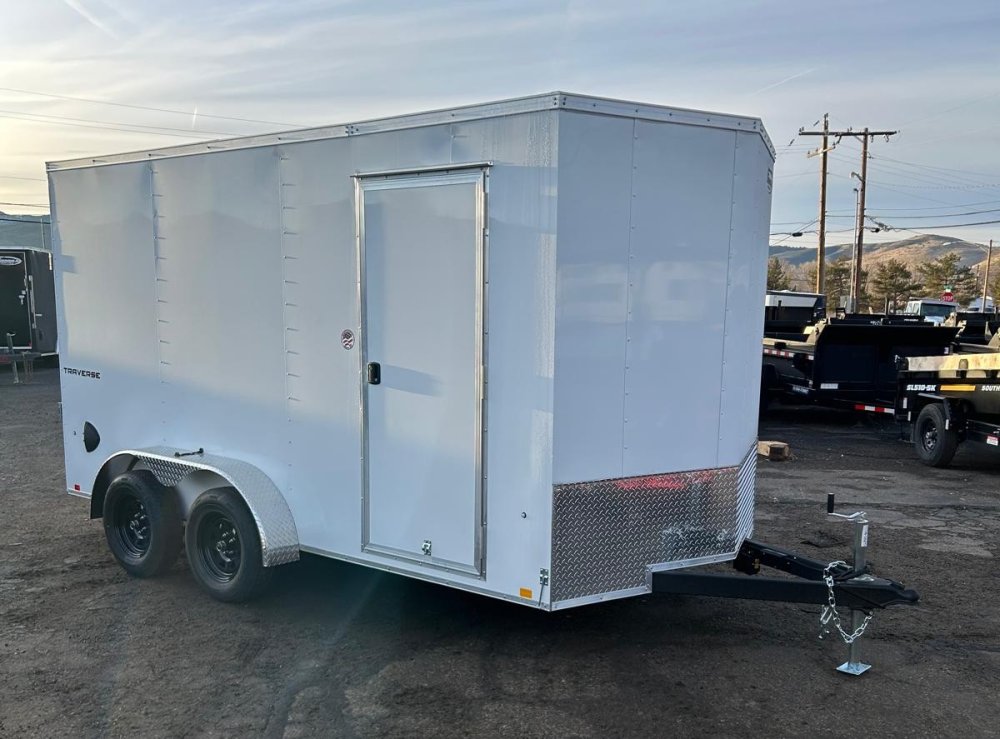 7x16 Formula Traverse Flat Top V-Nose Enclosed Trailer - White - 7K GVWR | D1 Trailers Carson City, 