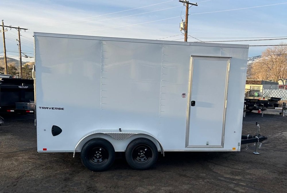 7x16 Formula Traverse Flat Top V-Nose Enclosed Trailer - White - 7K GVWR | D1 Trailers Carson City, 