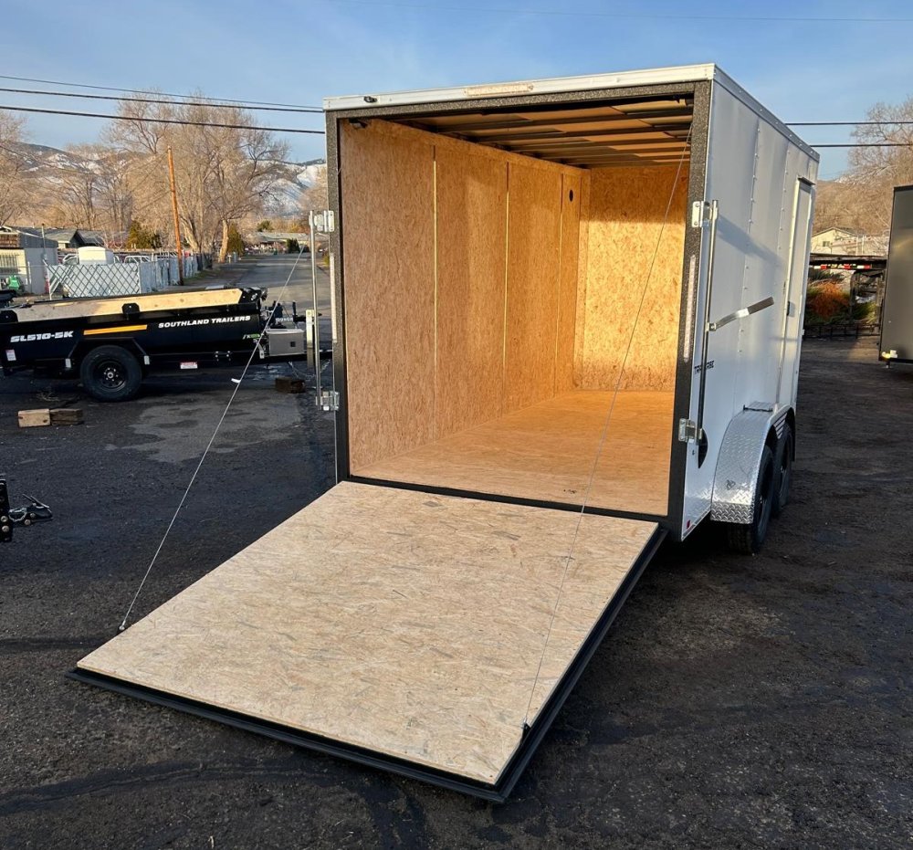 7x16 Formula Traverse Flat Top V-Nose Enclosed Trailer - White - 7K GVWR | D1 Trailers Carson City, 