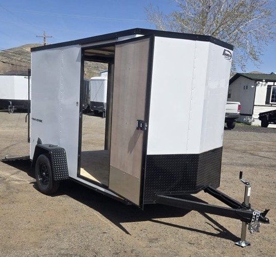 6x10 Traverse Flat Top V-Nose Enclosed Trailer - 3K GVWR - White/Black | Carson City, NV