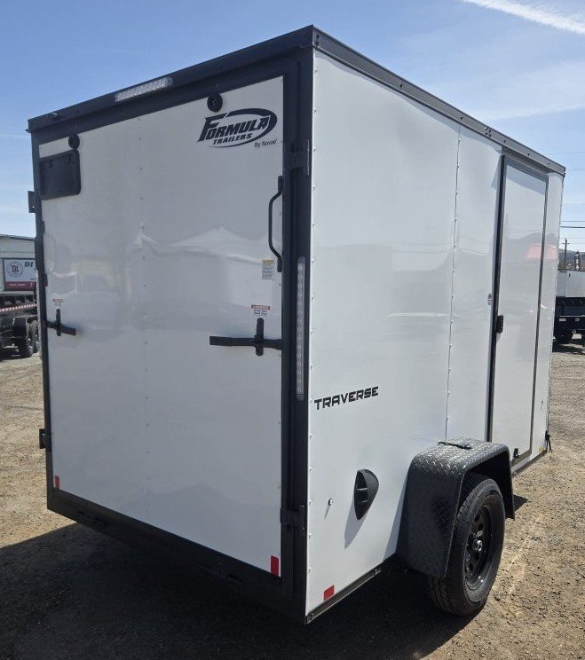 6x10 Traverse Flat Top V-Nose Enclosed Trailer - 3K GVWR - White/Black | Carson City, NV
