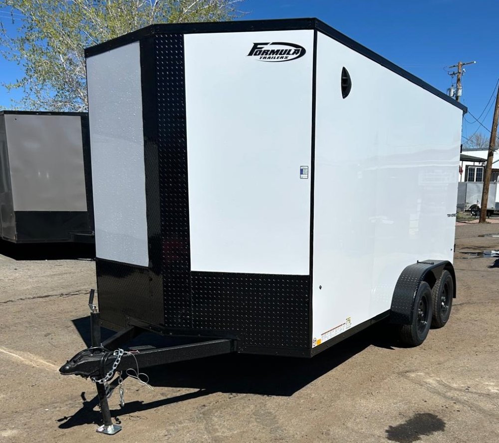 7x14 Traverse Flat Top V-Nose Enclosed Trailer - 7K GVWR - White/Black | Carson City, NV