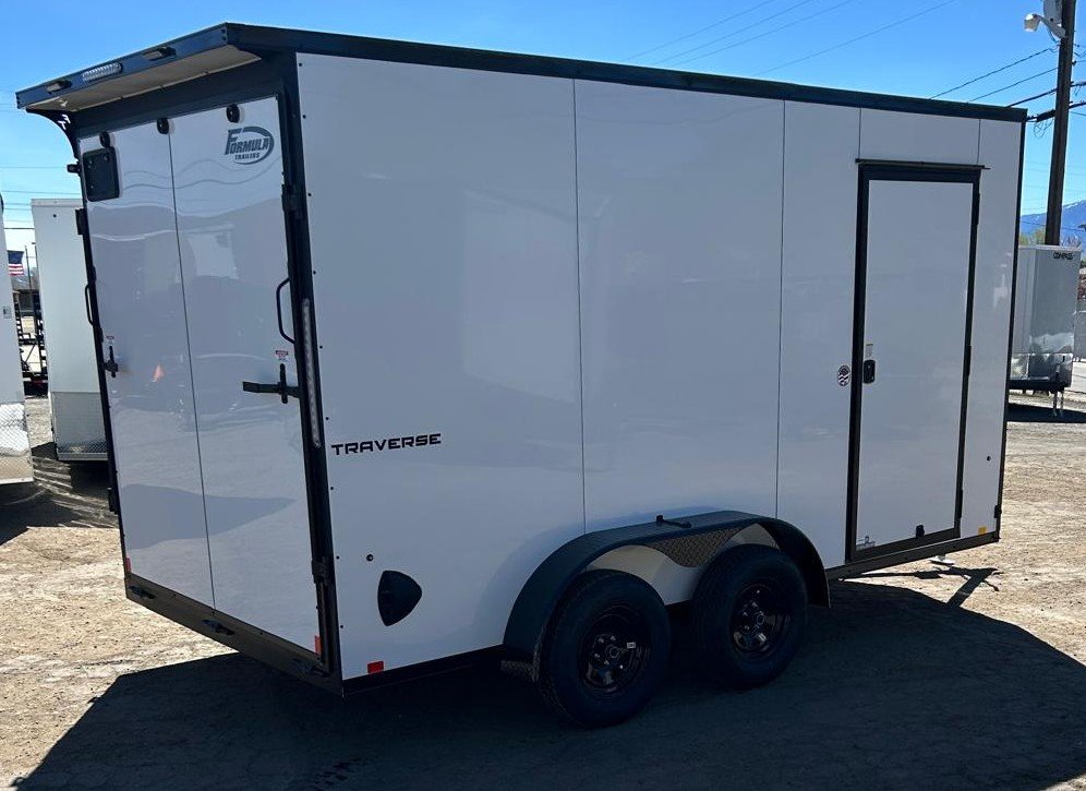 7x14 Traverse Flat Top V-Nose Enclosed Trailer - 7K GVWR - White/Black | Carson City, NV