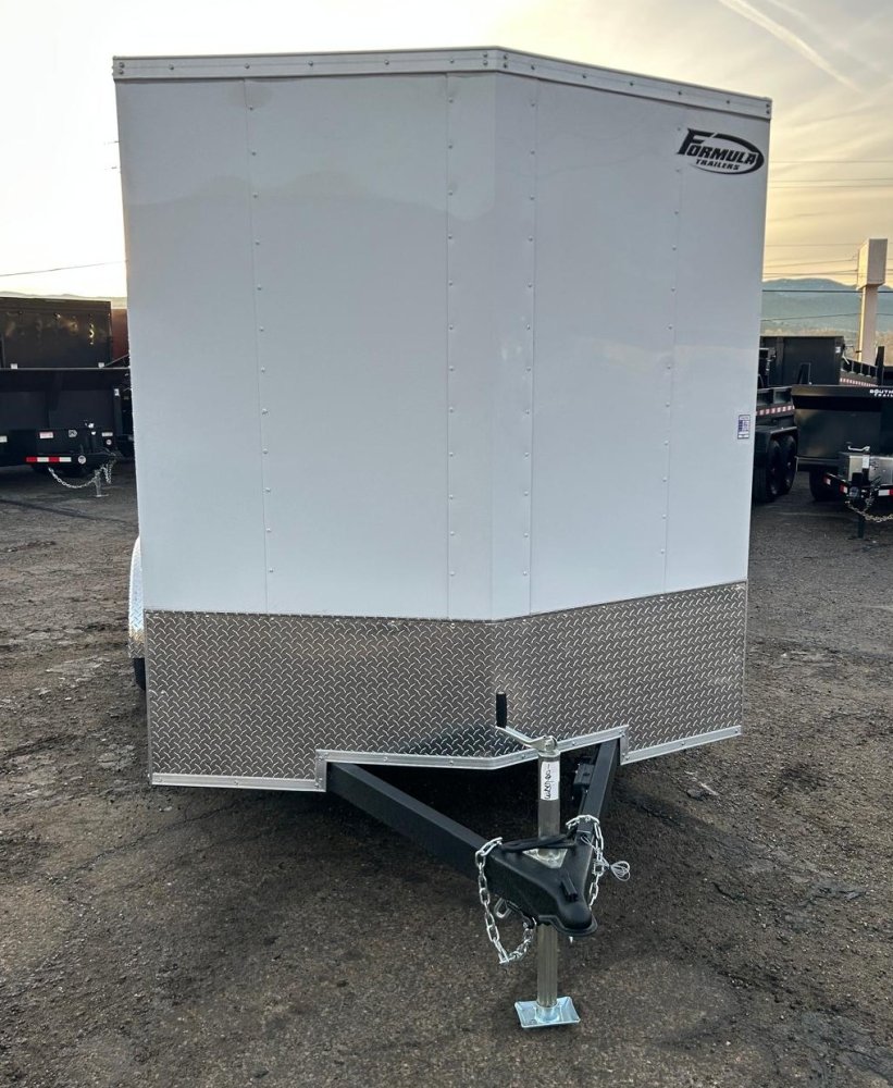 7x14 Formula Traverse Flat Top V-Nose Enclosed Trailer - White - 7K GVWR | D1 Trailers Carson City, 