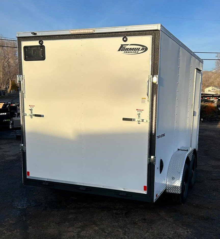 7x14 Formula Traverse Flat Top V-Nose Enclosed Trailer - White - 7K GVWR | D1 Trailers Carson City, 