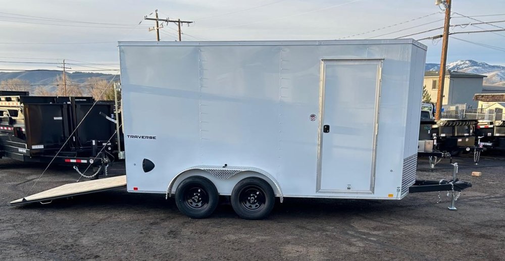 7x14 Formula Traverse Flat Top V-Nose Enclosed Trailer - White - 7K GVWR | D1 Trailers Carson City, 