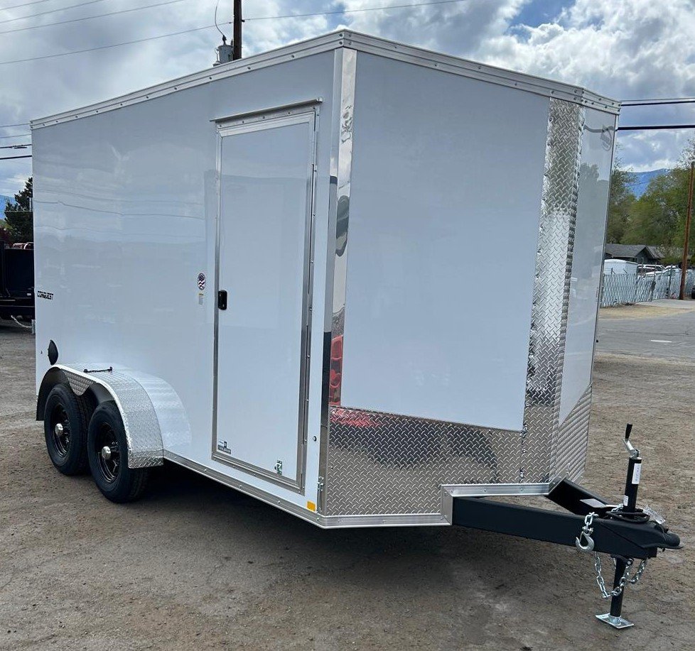 7x14 Conquest SE Flat Top Sloped V-Nose Enclosed Trailer - 10K GVWR - White | Carson City, NV
