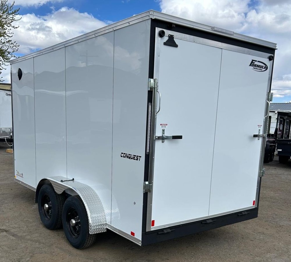 7x14 Conquest SE Flat Top Sloped V-Nose Enclosed Trailer - 10K GVWR - White | Carson City, NV