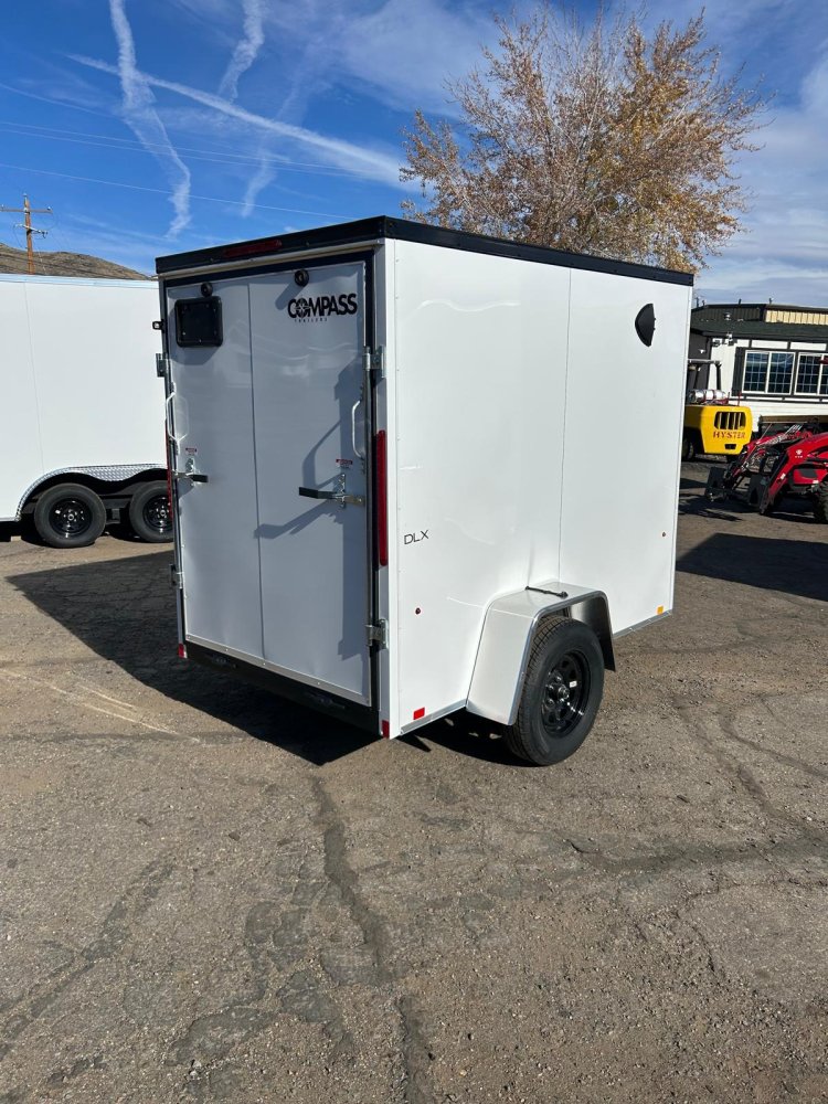 5x8 Indigo DLX Flat Top V-Nose Enclosed Cargo Trailer - White | D1 Trailers Carson City, NV