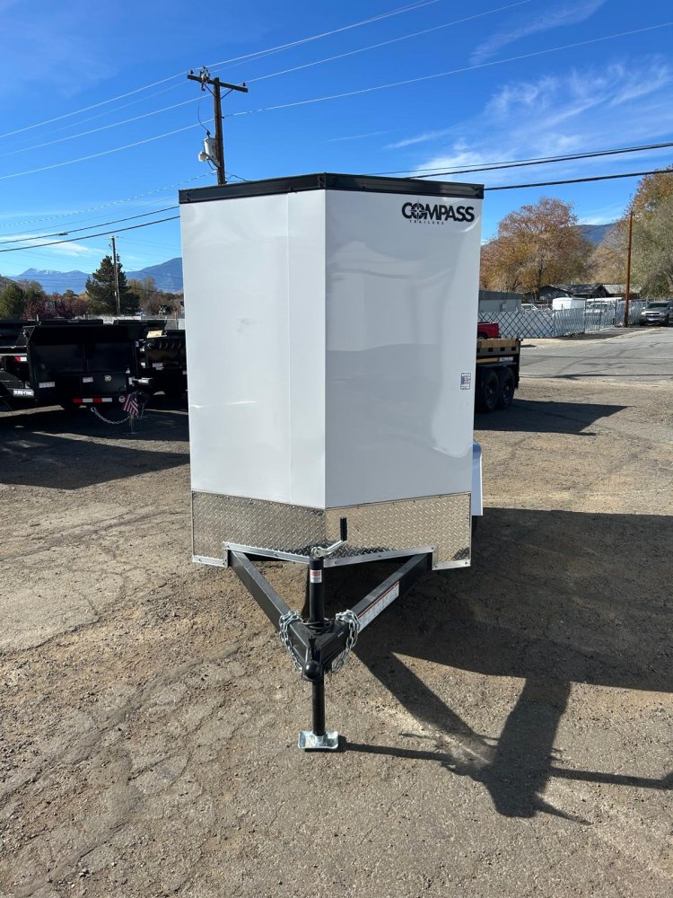 5x8 Indigo DLX Flat Top V-Nose Enclosed Cargo Trailer - White | D1 Trailers Carson City, NV