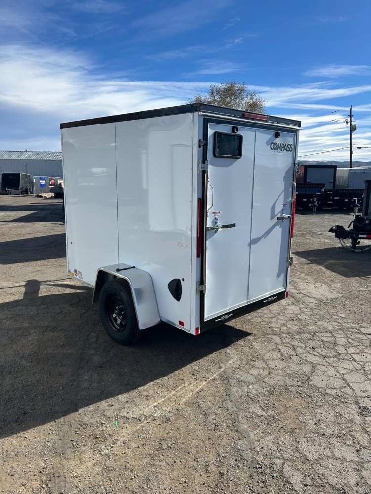 5x8 Indigo DLX Flat Top V-Nose Enclosed Cargo Trailer - White | D1 Trailers Carson City, NV