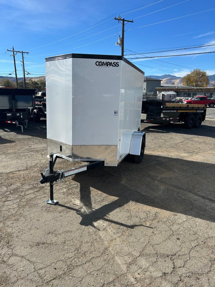5x8 Indigo DLX Flat Top V-Nose Enclosed Cargo Trailer - White | D1 Trailers Carson City, NV