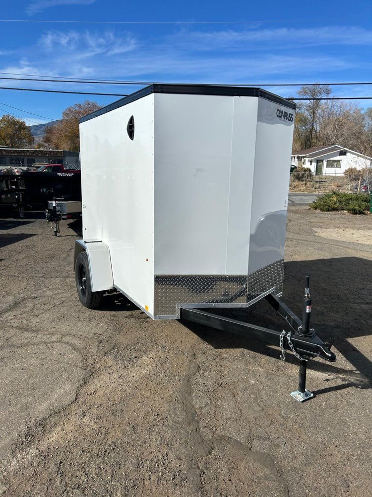 5x8 Indigo DLX Flat Top V-Nose Enclosed Cargo Trailer - White | D1 Trailers Carson City, NV