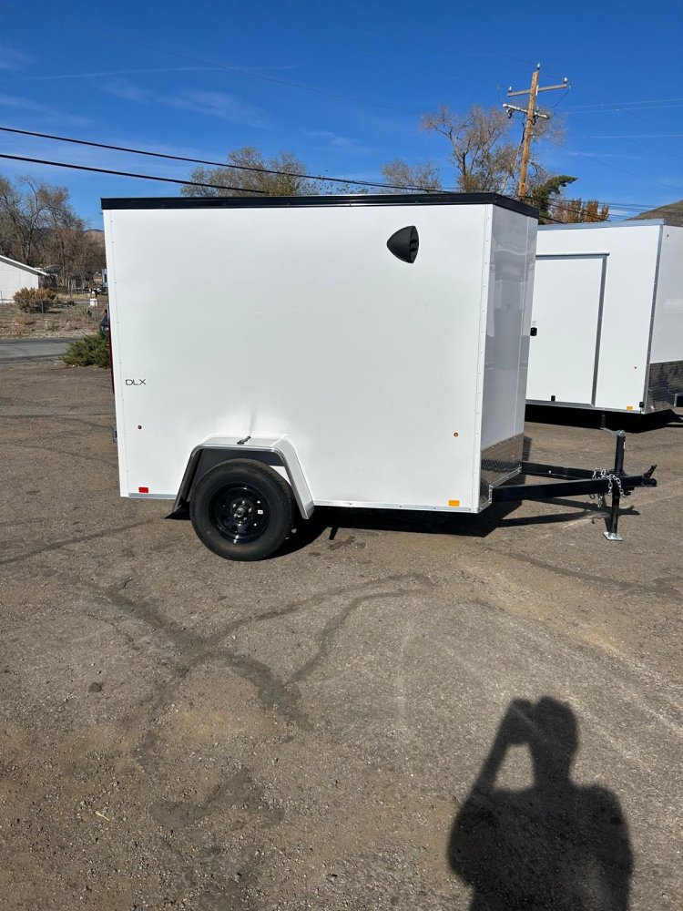 5x8 Indigo DLX Flat Top V-Nose Enclosed Cargo Trailer - White | D1 Trailers Carson City, NV