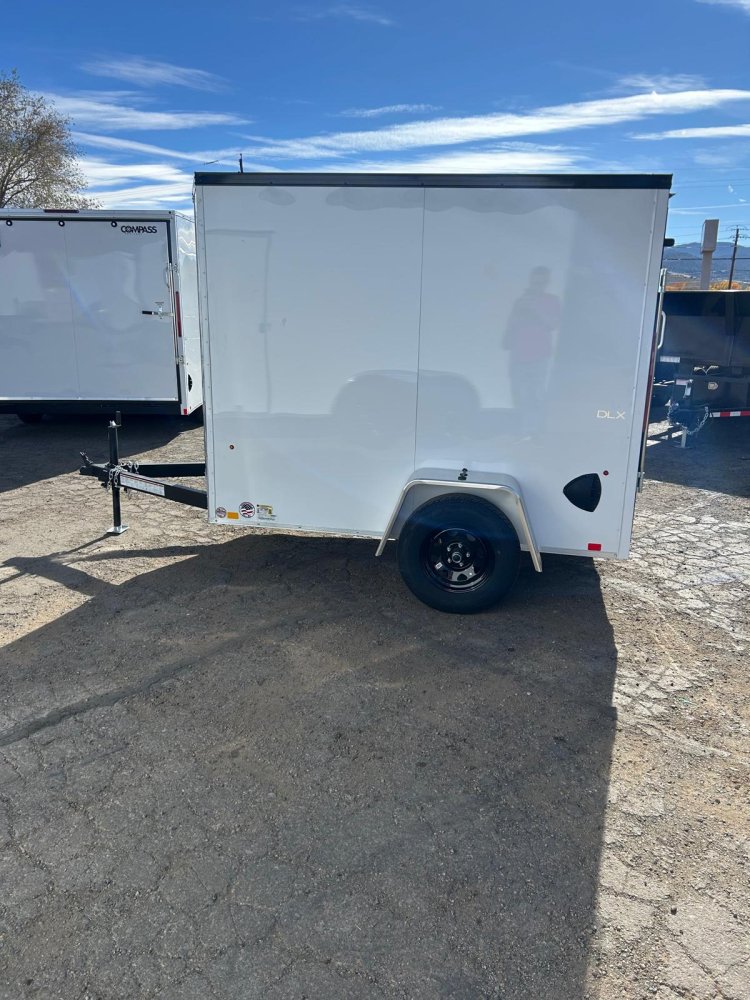 5x8 Indigo DLX Flat Top V-Nose Enclosed Cargo Trailer - White | D1 Trailers Carson City, NV