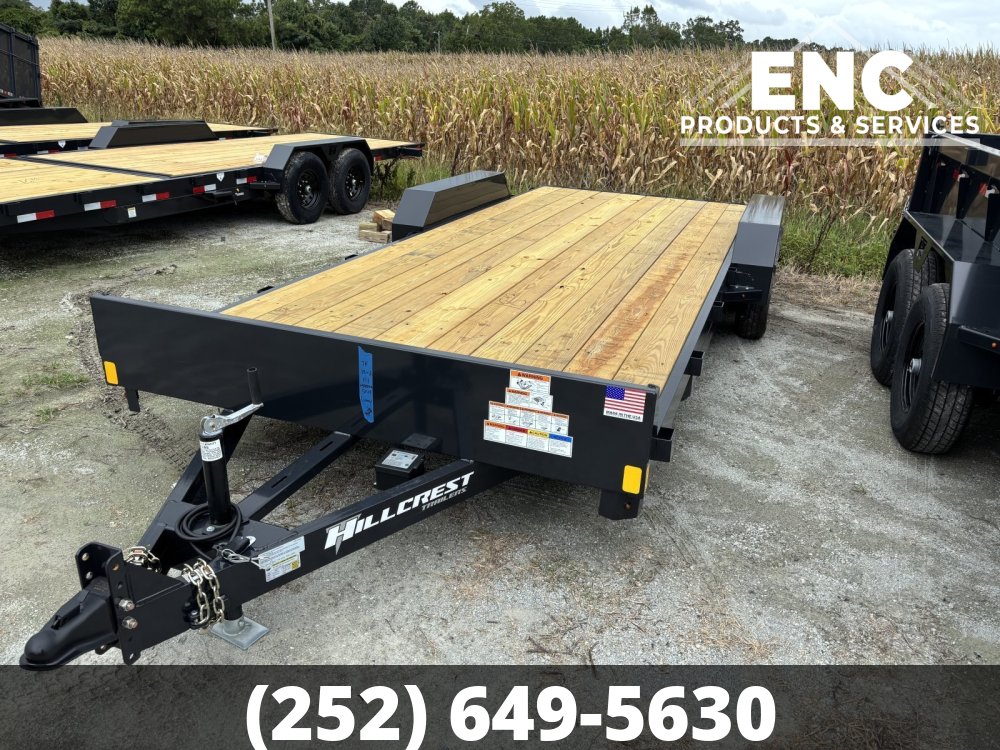 7'x20' Hillcrest Flatbed Car Hauler 7K Trailer with Slide-out Ramps