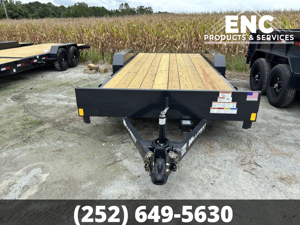 7'x20' Hillcrest Flatbed Car Hauler 7K Trailer with Slide-out Ramps