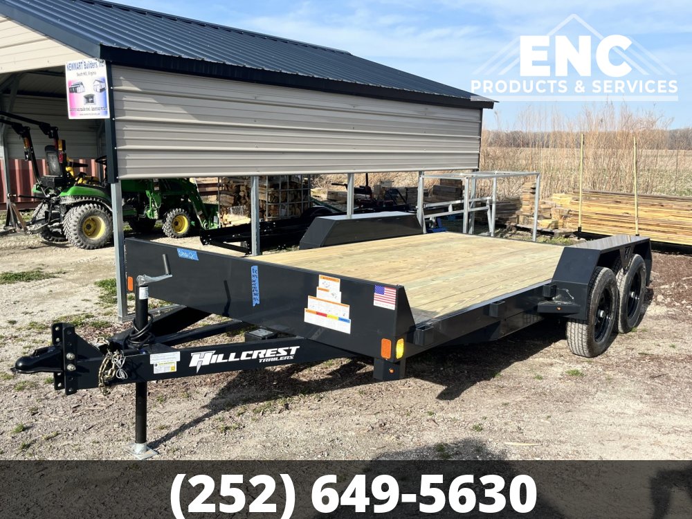 7x16 Hillcrest Flatbed Car Hauler 7K Trailer with Slide-out Ramps