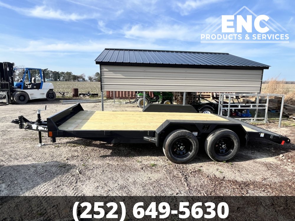 7x16 Hillcrest Flatbed Car Hauler 7K Trailer with Slide-out Ramps