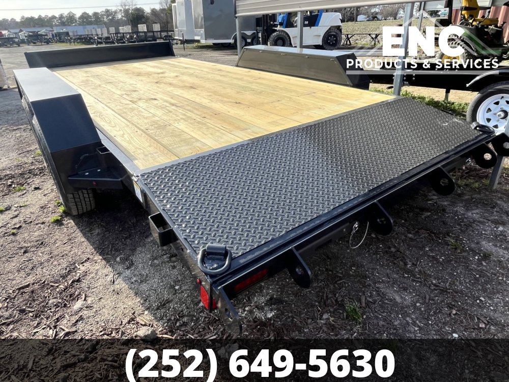 7x16 Hillcrest Flatbed Car Hauler 7K Trailer with Slide-out Ramps