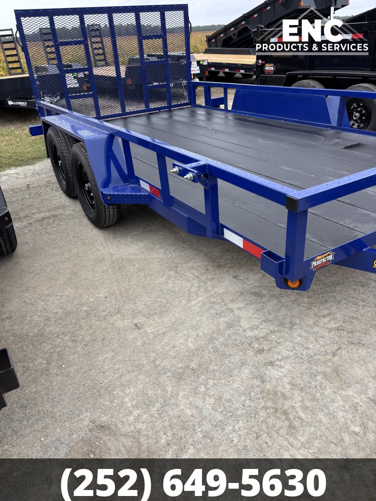 7'x14' Covered Wagon Utility Prospector 7K Tandem Axle Trailer with Cobra-Lined Deck