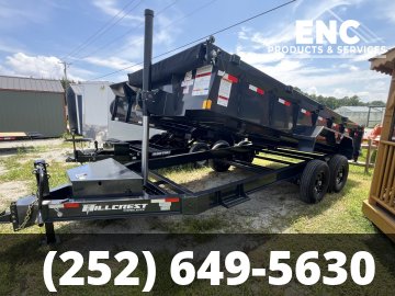 7x16 Hillcrest Dump 15.4K Telescopic Dump Trailer with Tarp and Ramps
