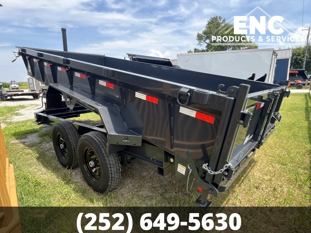 7x16 Hillcrest Dump 15.4K Telescopic Dump Trailer with Tarp and Ramps