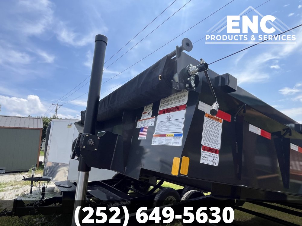 7x16 Hillcrest Dump 15.4K Telescopic Dump Trailer with Tarp and Ramps