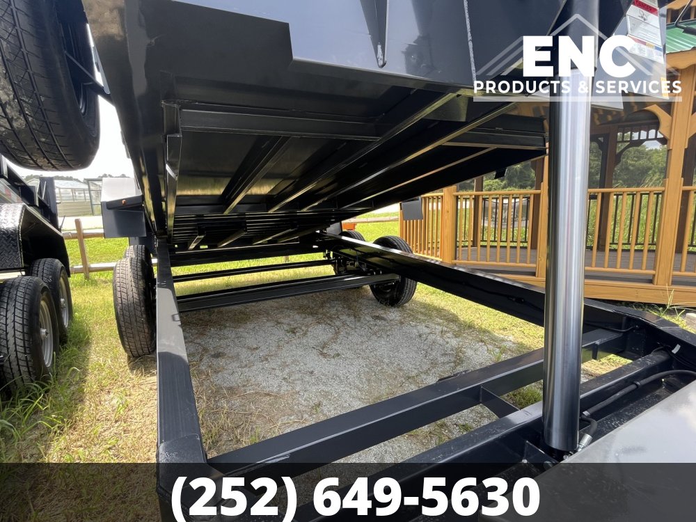 7x16 Hillcrest Dump 15.4K Telescopic Dump Trailer with Tarp and Ramps