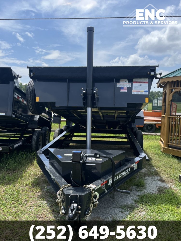 7x16 Hillcrest Dump 15.4K Telescopic Dump Trailer with Tarp and Ramps