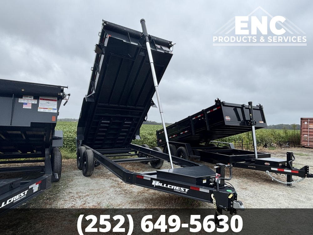 7'x16' Hillcrest Dump 15.4K Telescopic Dump Trailer with Tarp and Ramps