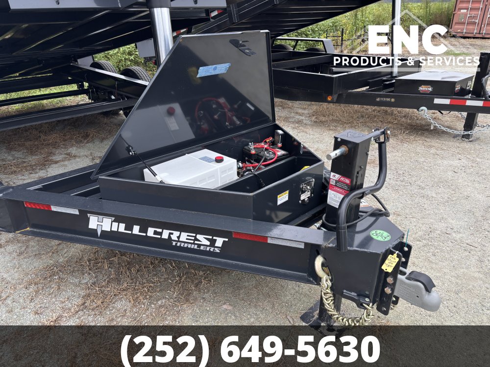 7'x16' Hillcrest Dump 15.4K Telescopic Dump Trailer with Tarp and Ramps