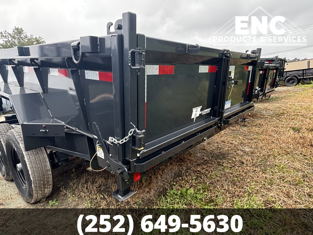 7'x16' Hillcrest Dump 15.4K Telescopic Dump Trailer with Tarp and Ramps