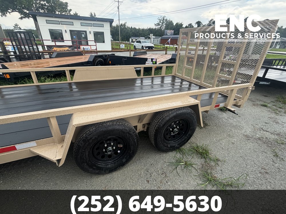 7x16 Covered Wagon Prospector Utility 7K Tandem Axle Trailer with Cobra-Lined Deck