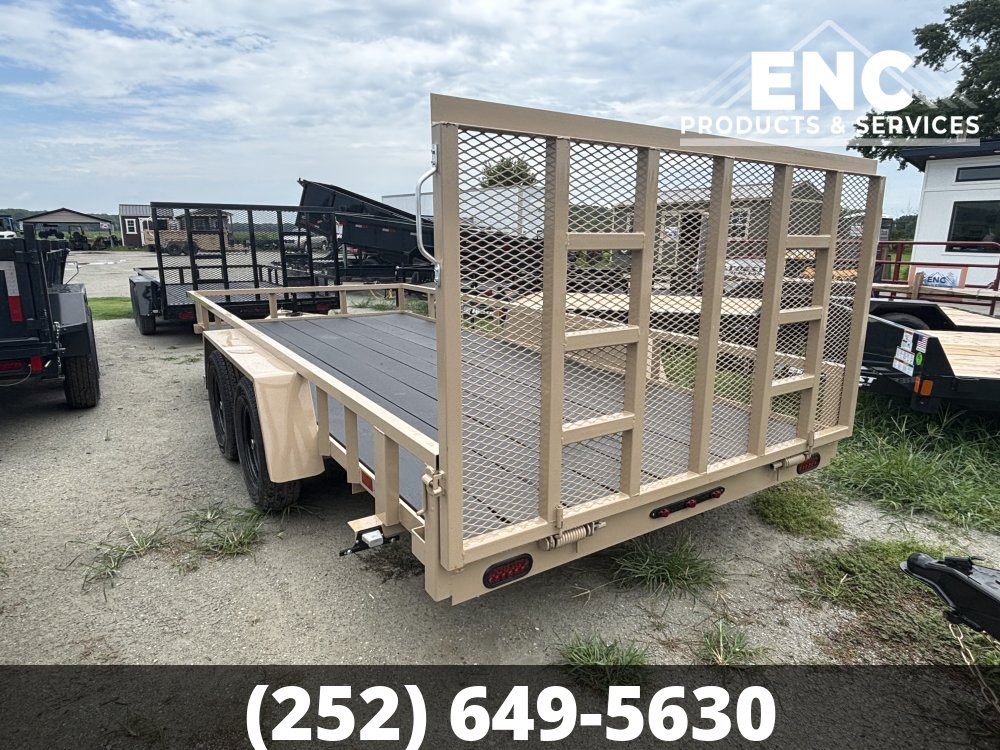 7x16 Covered Wagon Prospector Utility 7K Tandem Axle Trailer with Cobra-Lined Deck