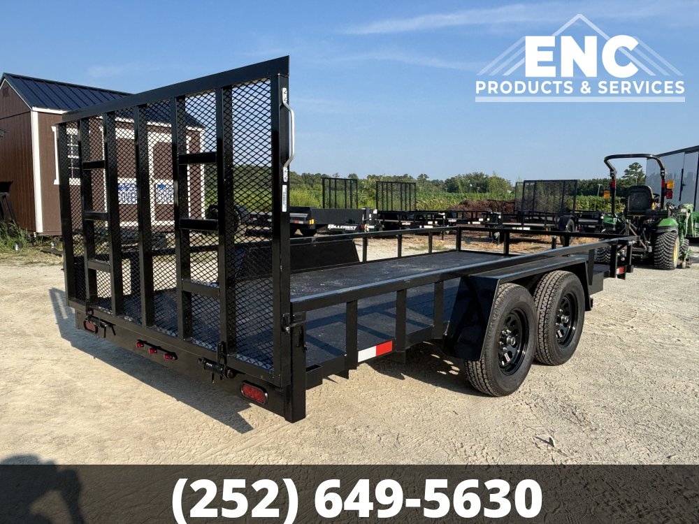 7x16 Covered Wagon Prospector Utility 7K Tandem Axle Trailer with Cobra-Lined Deck