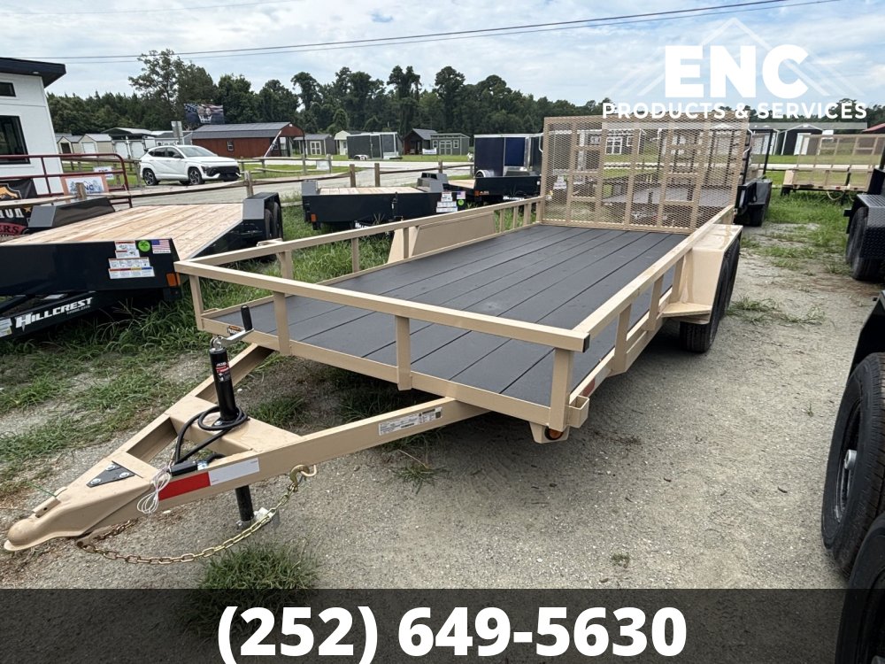 7x16 Covered Wagon Prospector Utility 7K Tandem Axle Trailer with Cobra-Lined Deck